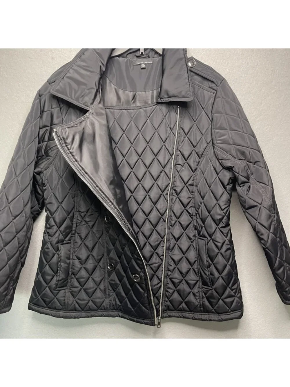 Harve Benard Quilted Black Jacket Coat Women 2X Double-Breasted Lightweight - Picture 3 of 8